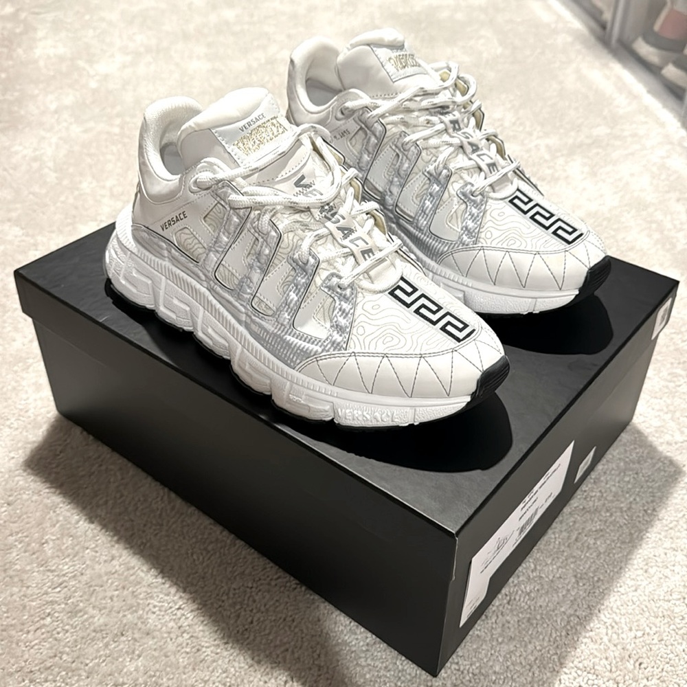 Versace Sneaker Mix Preston+Vitello Bianco+Oro